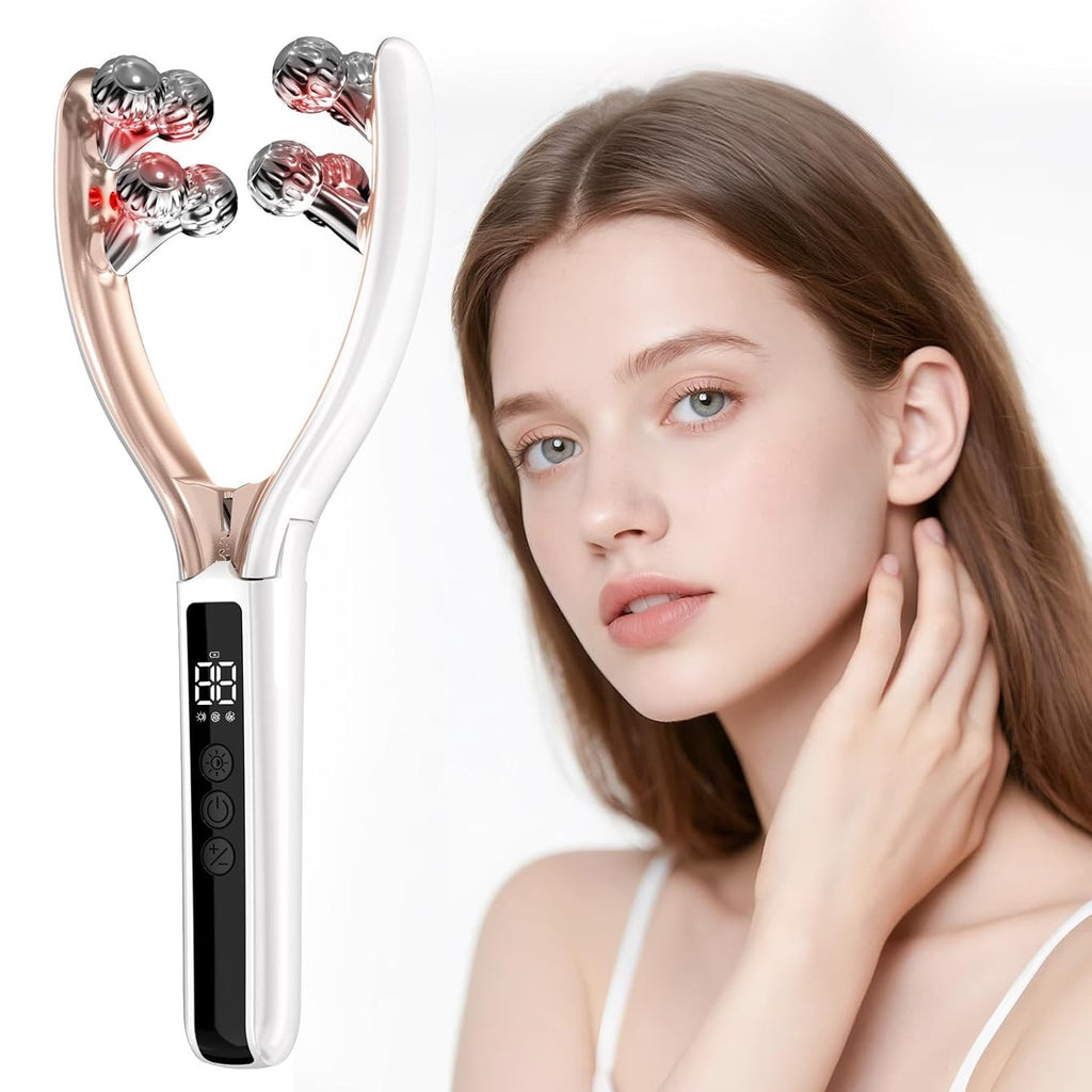 V-Shaped Face Contour Massager EMS Microcurrent Roller With LED Light  Multi-Purpose Beauty Tool For Daily Skin Care