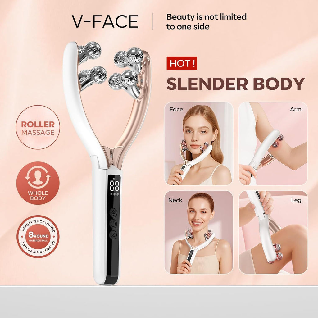 V-Shaped Face Contour Massager EMS Microcurrent Roller With LED Light  Multi-Purpose Beauty Tool For Daily Skin Care