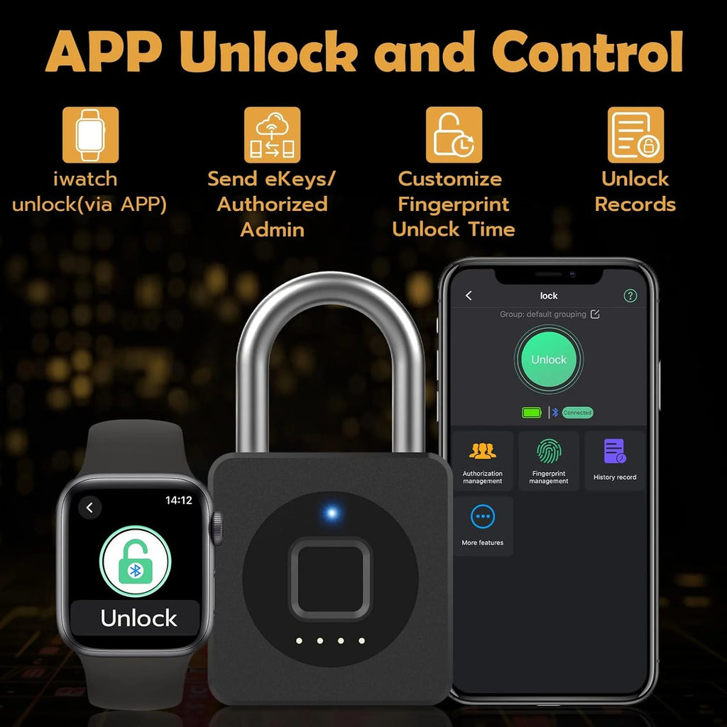 Smartes Fingerabdruck-Vorhängeschloss mit App