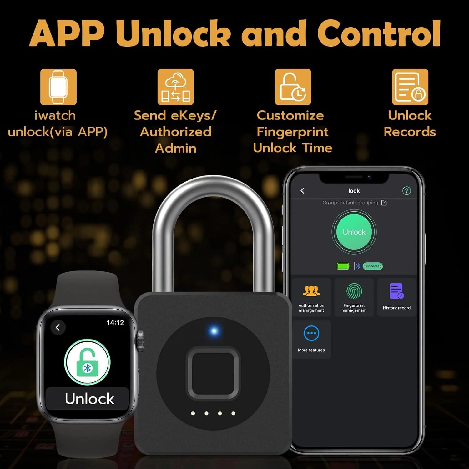 Smartes Fingerabdruck-Vorhängeschloss mit App